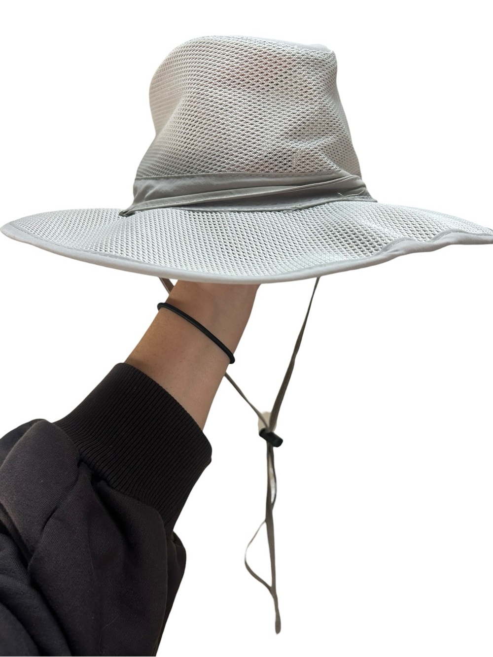 Stetson No Fly Zone Tan Mesh Wide-Brim Sun Hat with Chin Strap